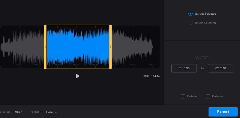 Clideo Cut FLAC audio datoteka