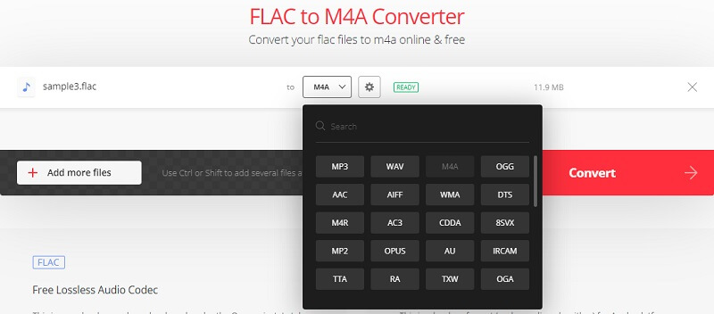 Vidmore Free Convertio Flac para M4R