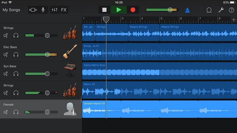 Upravit zvukový záznam Garageband