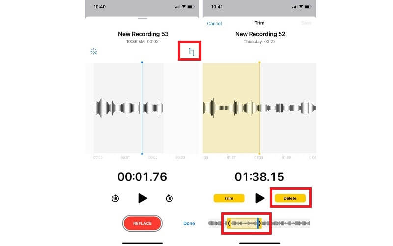 iPhone Voice MeMO Вырезать голос MeMO