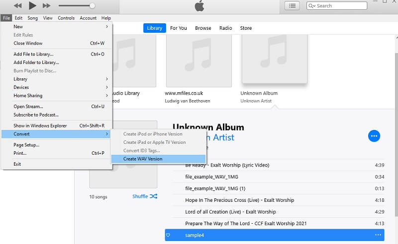 iTunes Convertește fișierul AAC în WAV