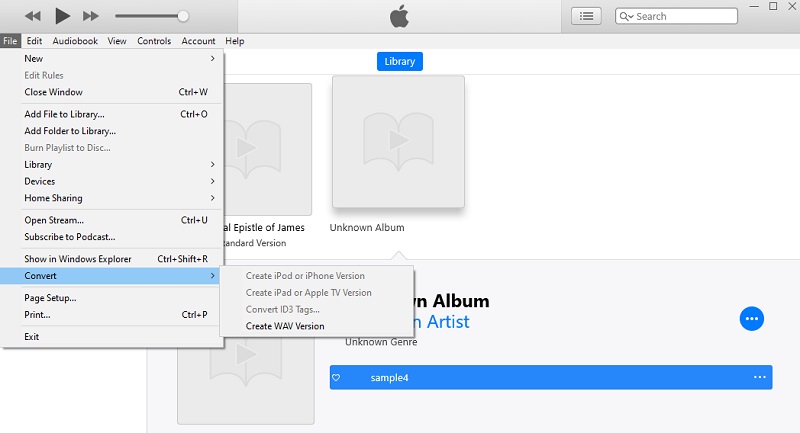 iTunes convierte M4B a WAV