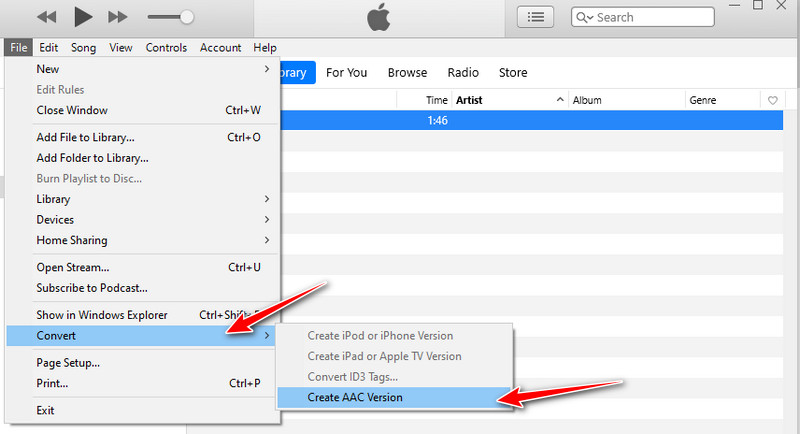 iTunes המרת M4R ל-AAC