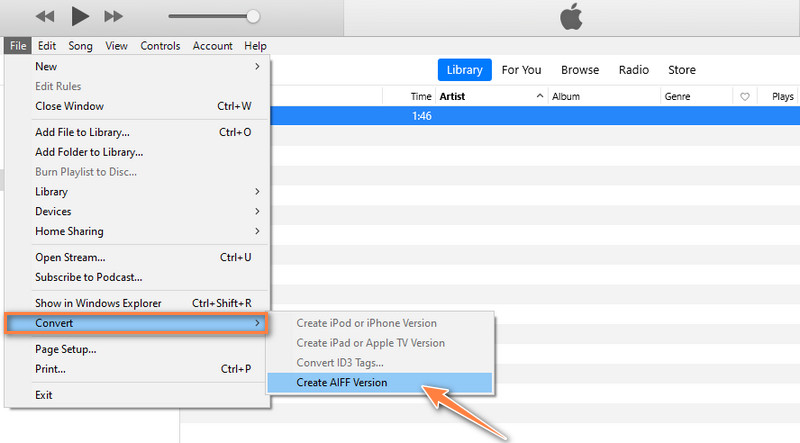 تحويل iTunes إلى AIFF