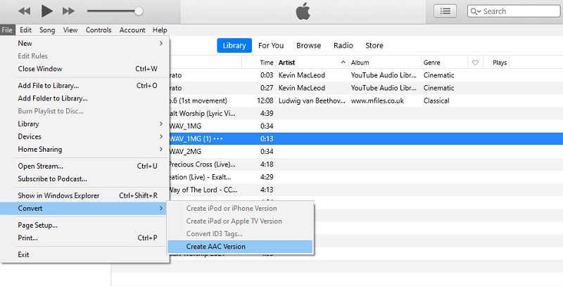 iTunes Converter WMA em arquivo M4A