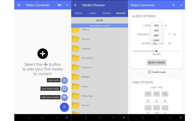 Media Converter Android Interface