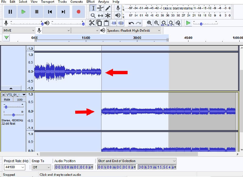 Slå ihop MP3 Audacity