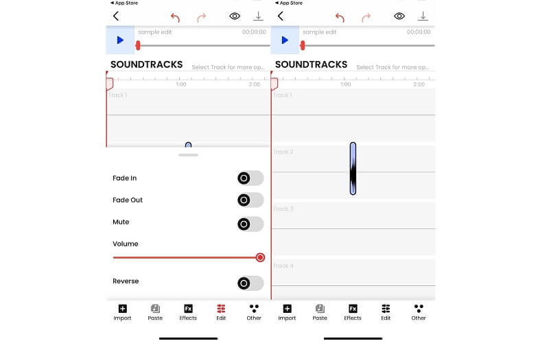 Music Editor mobilt grensesnitt