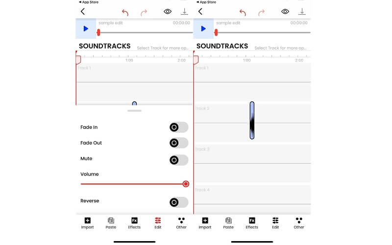 Interfaccia Mobile Editor di musica