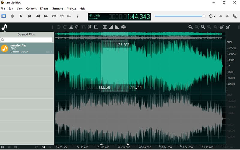 Ocenaudio Modifica file FLAC