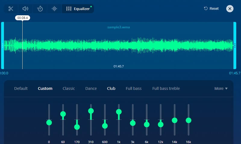 Online sučelje audio ekvilajzera