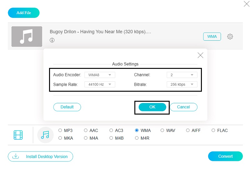 Online Vidmore Audiokwaliteit aanpassen