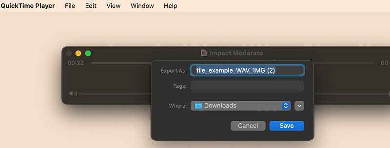 Save Edited WAV on Quicktime Player