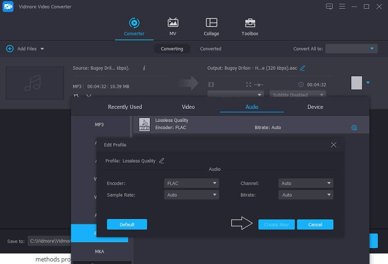 Vidmore Sesuaikan Audio