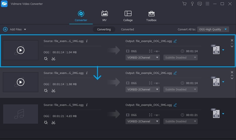 Vidmore Arrange Track Orders