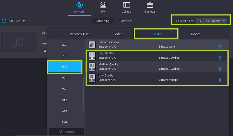 Vidmore Pilih Format Dan Profil