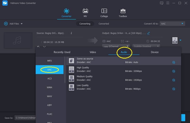 Vidmore Choose Formats