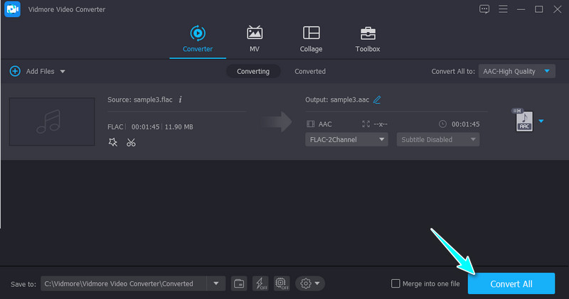 Vidmore Convert FLAC To AAC