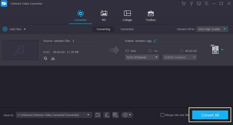 Vidmore แปลง FLAC เป็น OGG