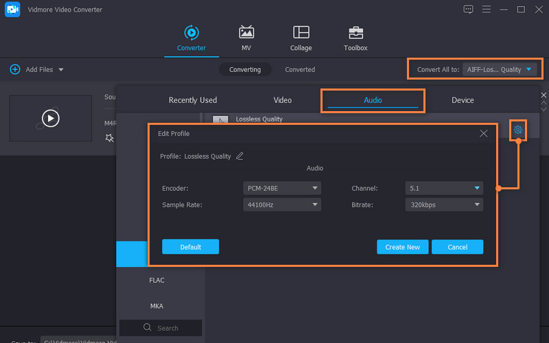 Vidmore Sesuaikan Profil Audio