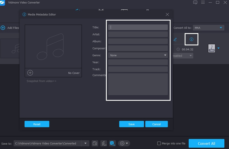 Vidmore Edit M4A Metadata