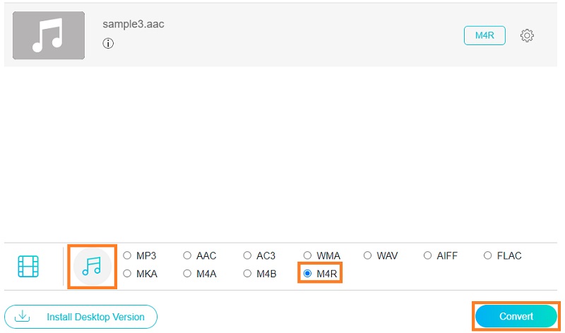 Vidmore ฟรี แปลง AAC เป็น M4R