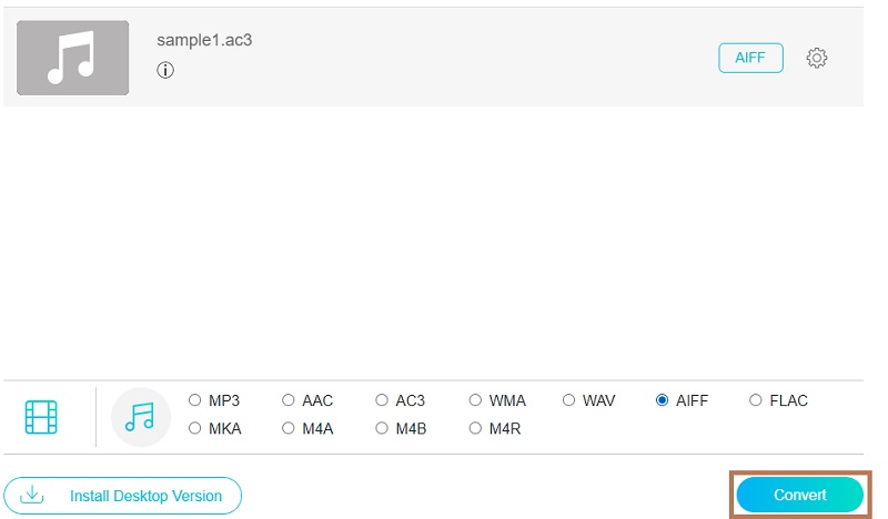 Vidmore Free Convert To AIFF Process