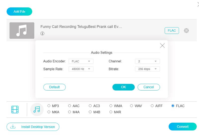 Vidmore Online Audio aanpassen