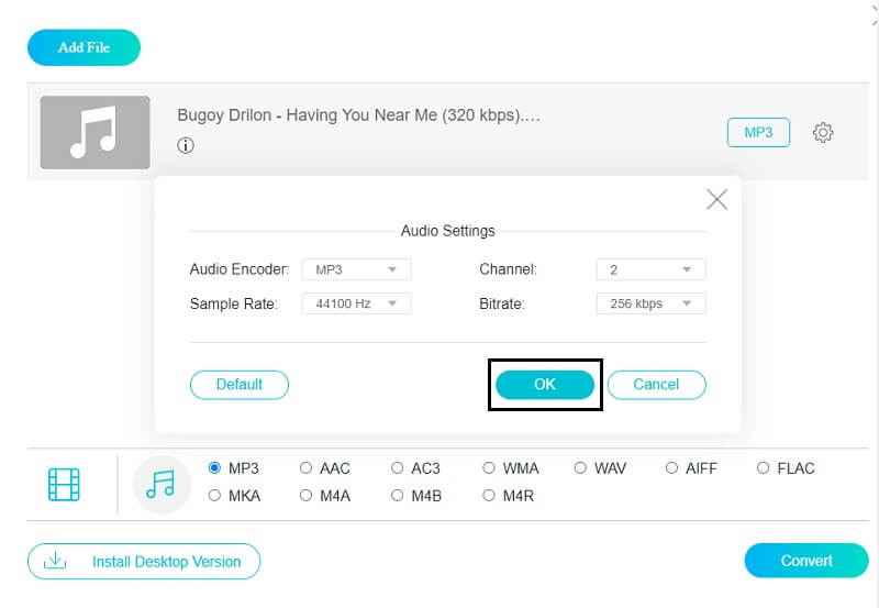 Vidmore Online Adjust Settings