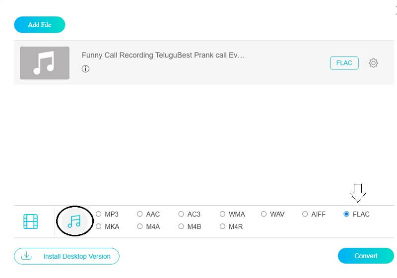 Vidmore ออนไลน์ เลือก FLAC