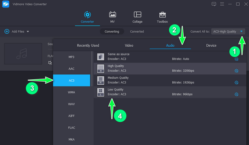 Vidmore Selecting Output Format