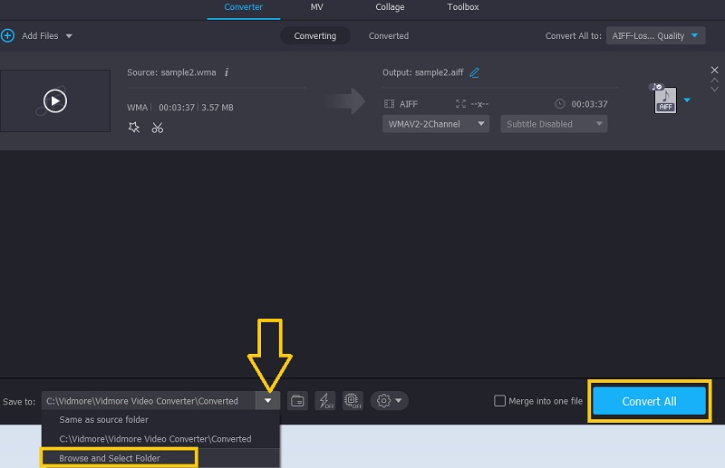 Vidmore Start Convert WMA To AIFF