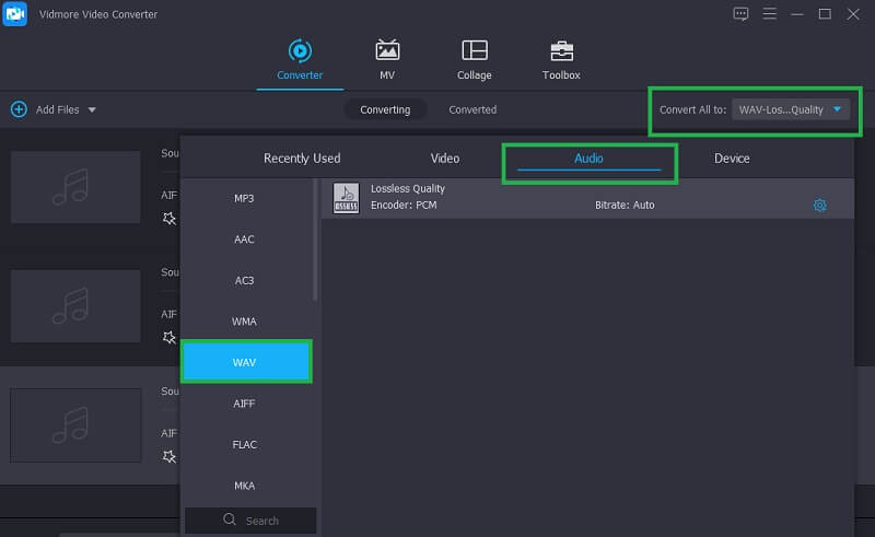 Vidmore VC Pilih Format Output