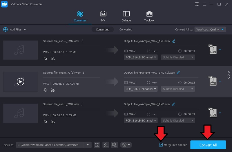 Vidmore VC WAV Dosyalarını Birleştir