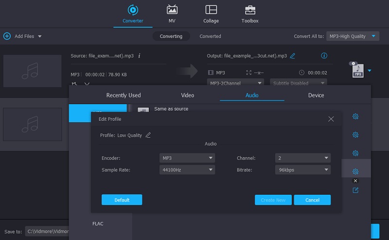 Vidmore VC Configura i parametri