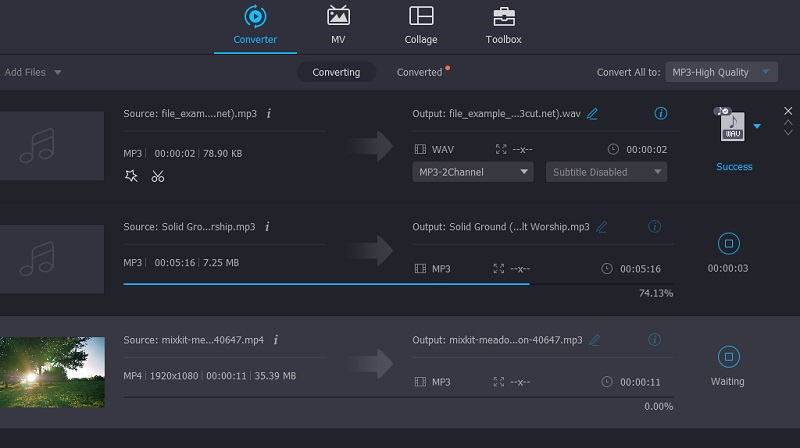 Proceso de conversión de Vidmore VC