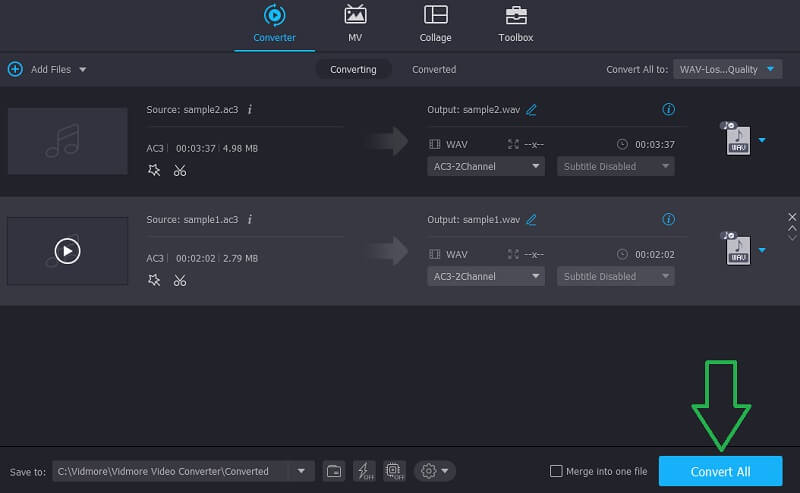 Vidmore VC Конвертировать AC3 в WAV