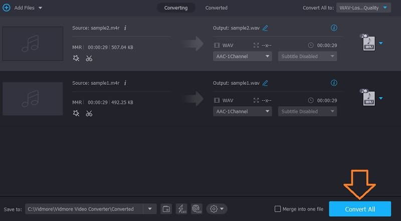 Vidmore VC Μετατρέψτε το M4R σε WAV