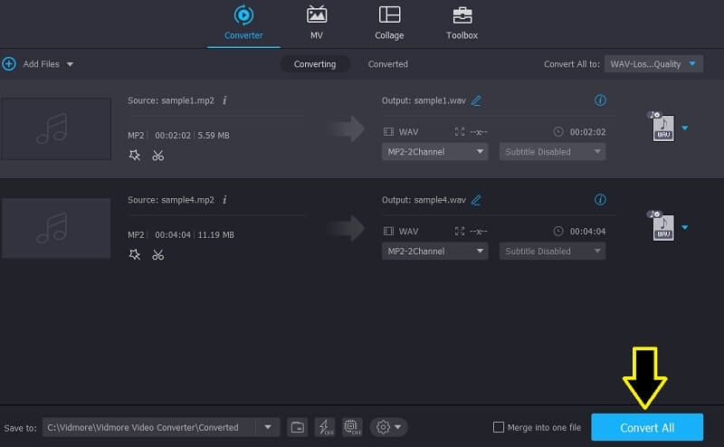 Vidmore VC Converti MP2 in WAV