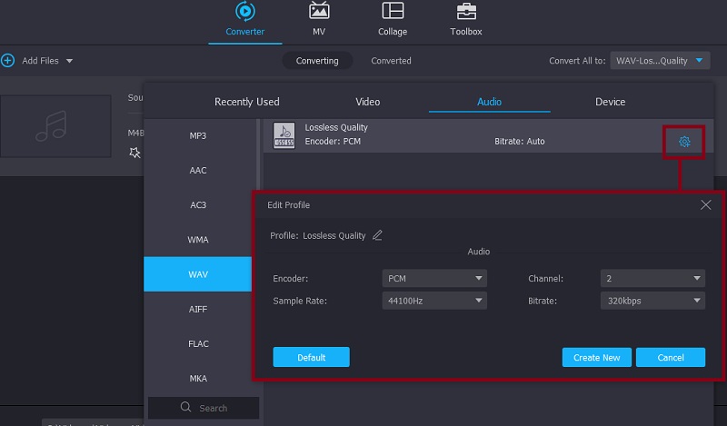 Vidmore VC 오디오 프로필 사용자 지정