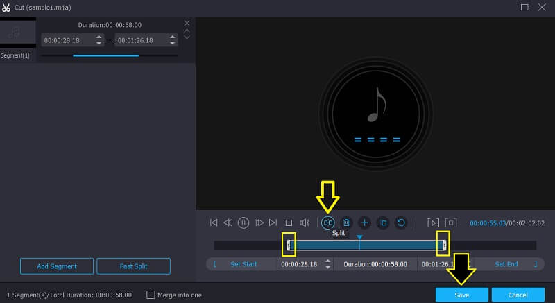 Vidmore VC 剪切 M4A 文件