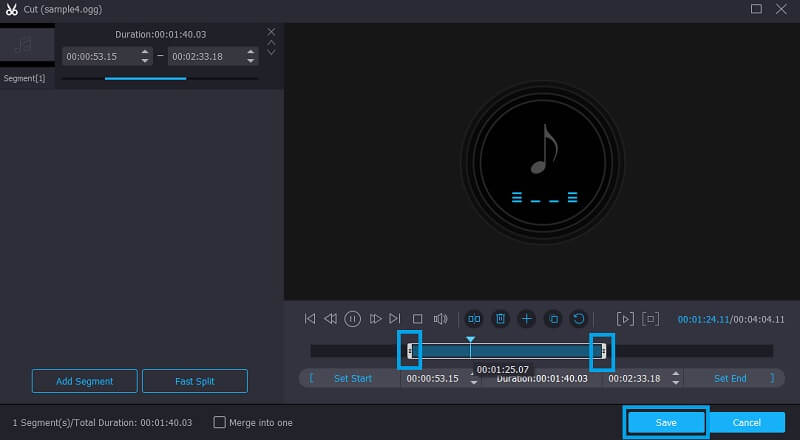 Vidmore VC Cut OGG File