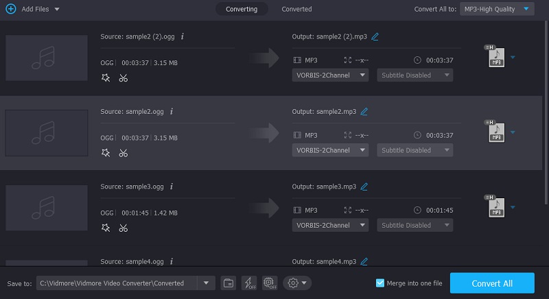 Vidmore VC Fusionar archivos de audio