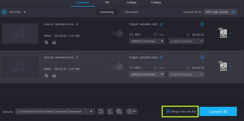 Vidmore VC Merge WMA Tracks