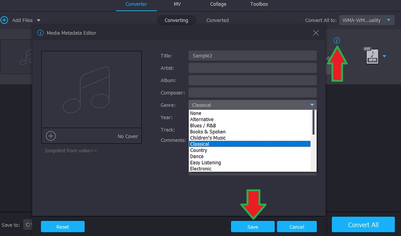 Vidmore VC Upravit metadata