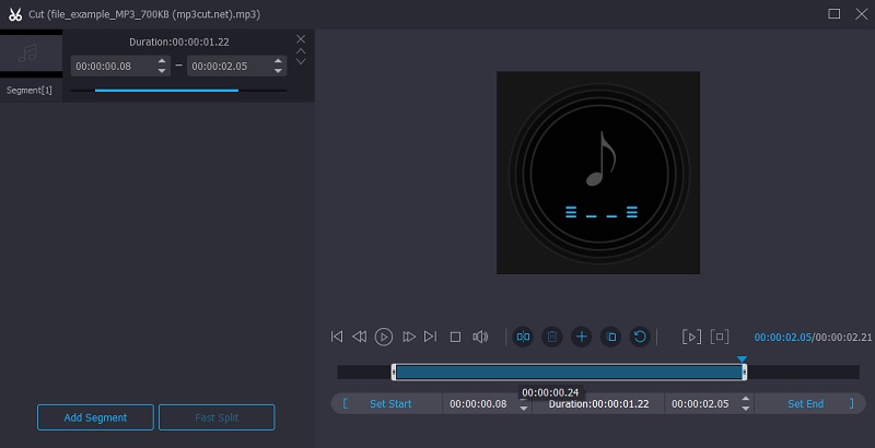 Vidmore VC MP3 -editorin käyttöliittymä
