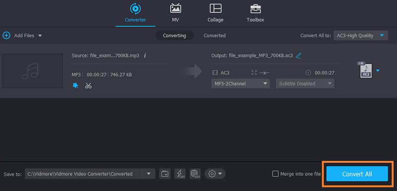 Vidmore VC Simpan Output Audio