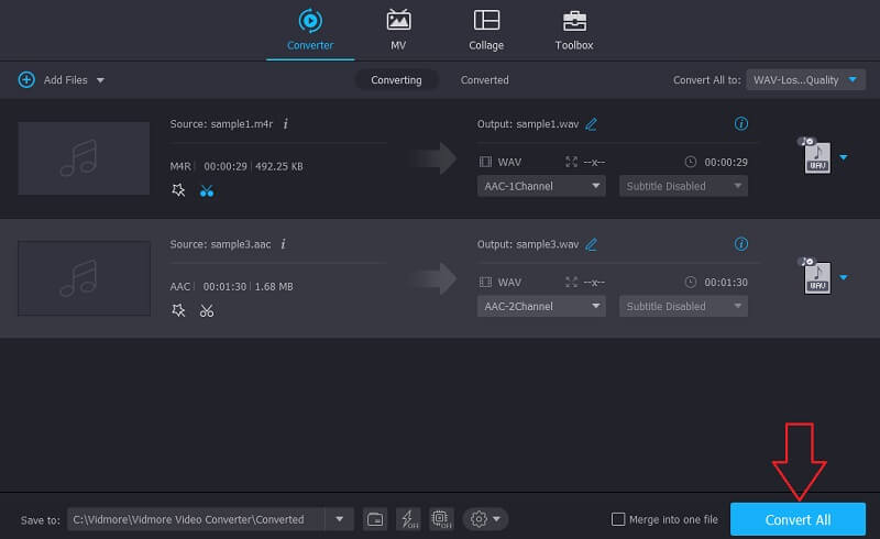 Vidmore VC Simpan Audio Disunting