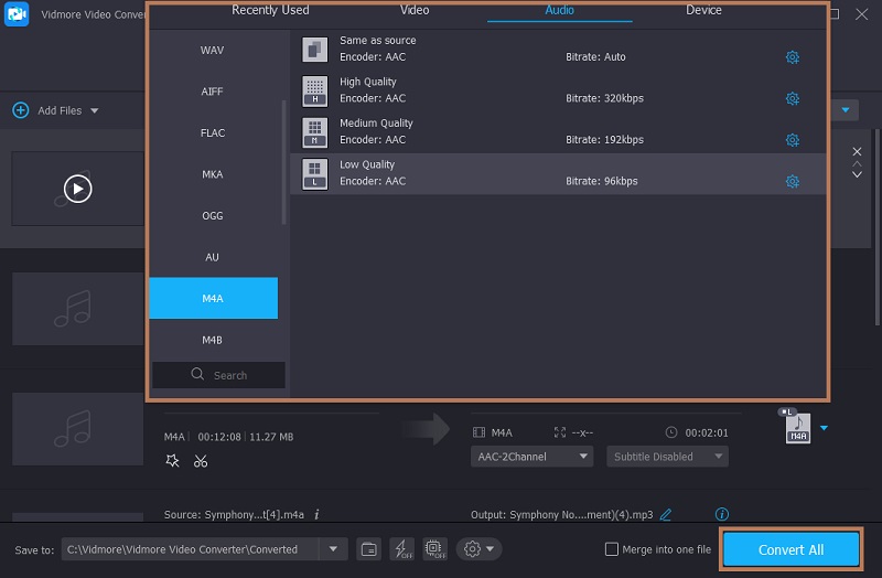 Vidmore VC บันทึกไฟล์ M4A ที่แก้ไขแล้ว