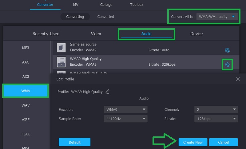 Vidmore VC Select Format Modificare setări